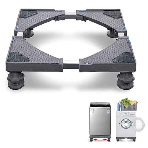Aufun Base de Machine à Laver Réglable 45cm-75cm Support Charge 200 kg pour Réfrigérateur Machine à Laver Sèche-linge gris (4 pieds)