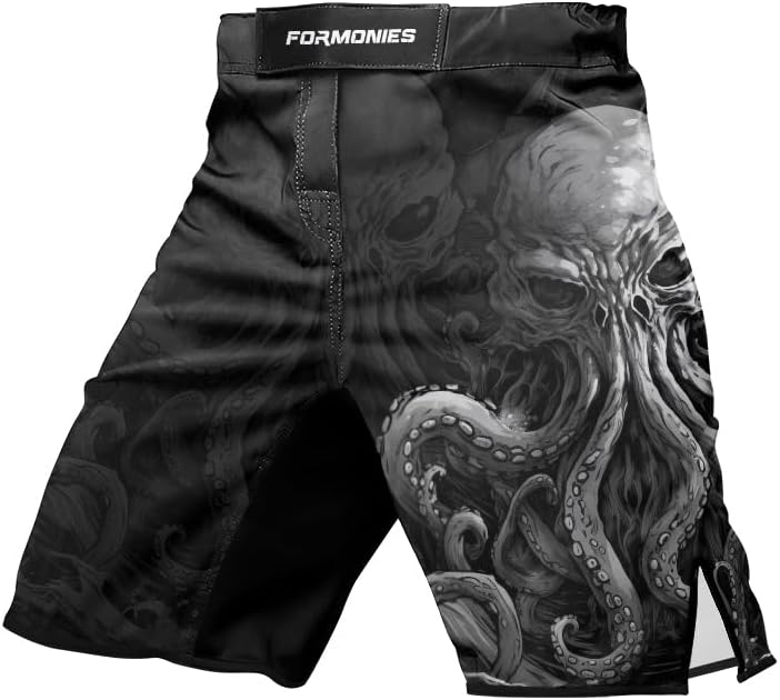 Octopus Fight Shorts MMA BJJ Kickboxing Grappling Jiu Jitsu Shorts for Men 4-Way Stretch Fabric