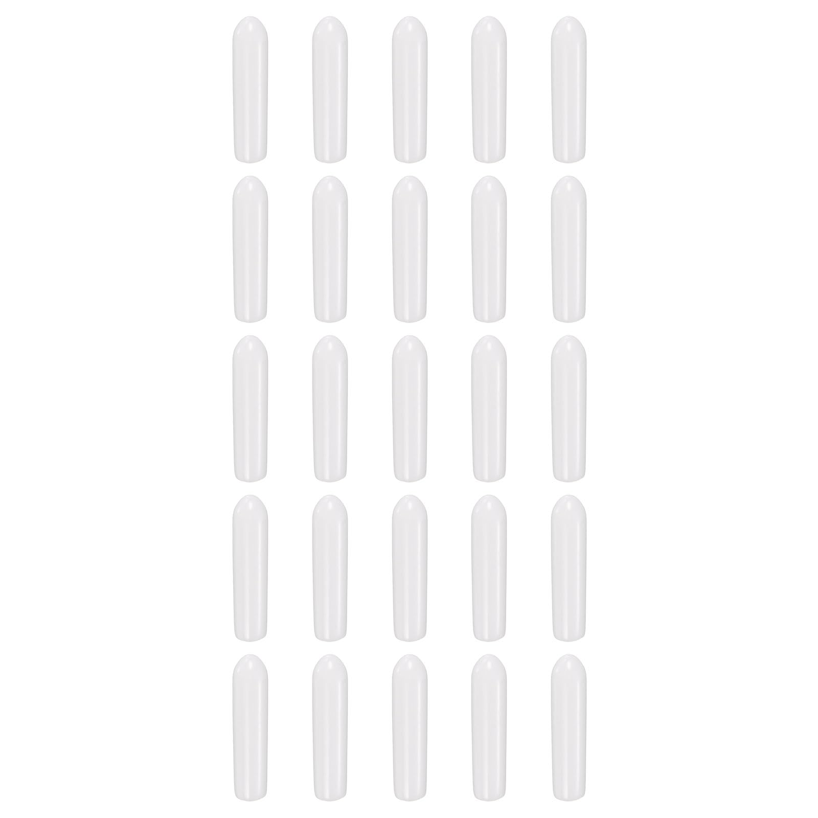 HARFINGTON 100pcs Round Rubber End Caps 3.5mm ID Bolt Covers Caps Vinyl Rubber Flexible Screw Thread Protectors for Metal Tube Rod Bolts, White