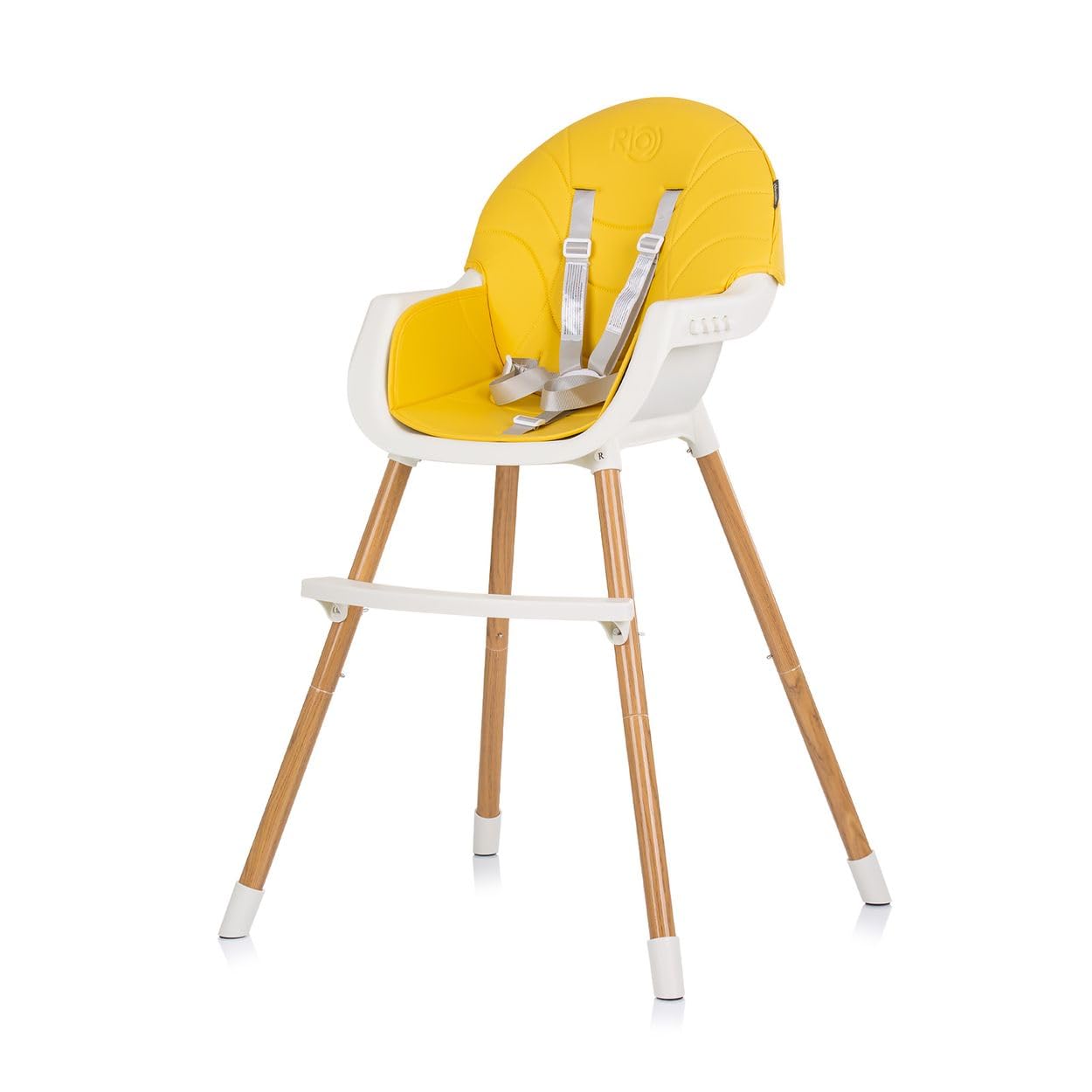 Chipolino Rio 2in1 seggiolone, seggiolone gambe antiscivolo 5 punti di sicurezza, colorazione:bianco giallo