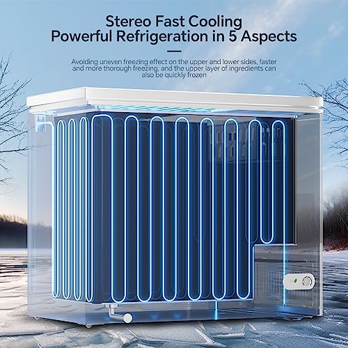 image for Kismile 7.0 Cubic Feet Chest Freezer with 2 Removable Baskets Free Sta