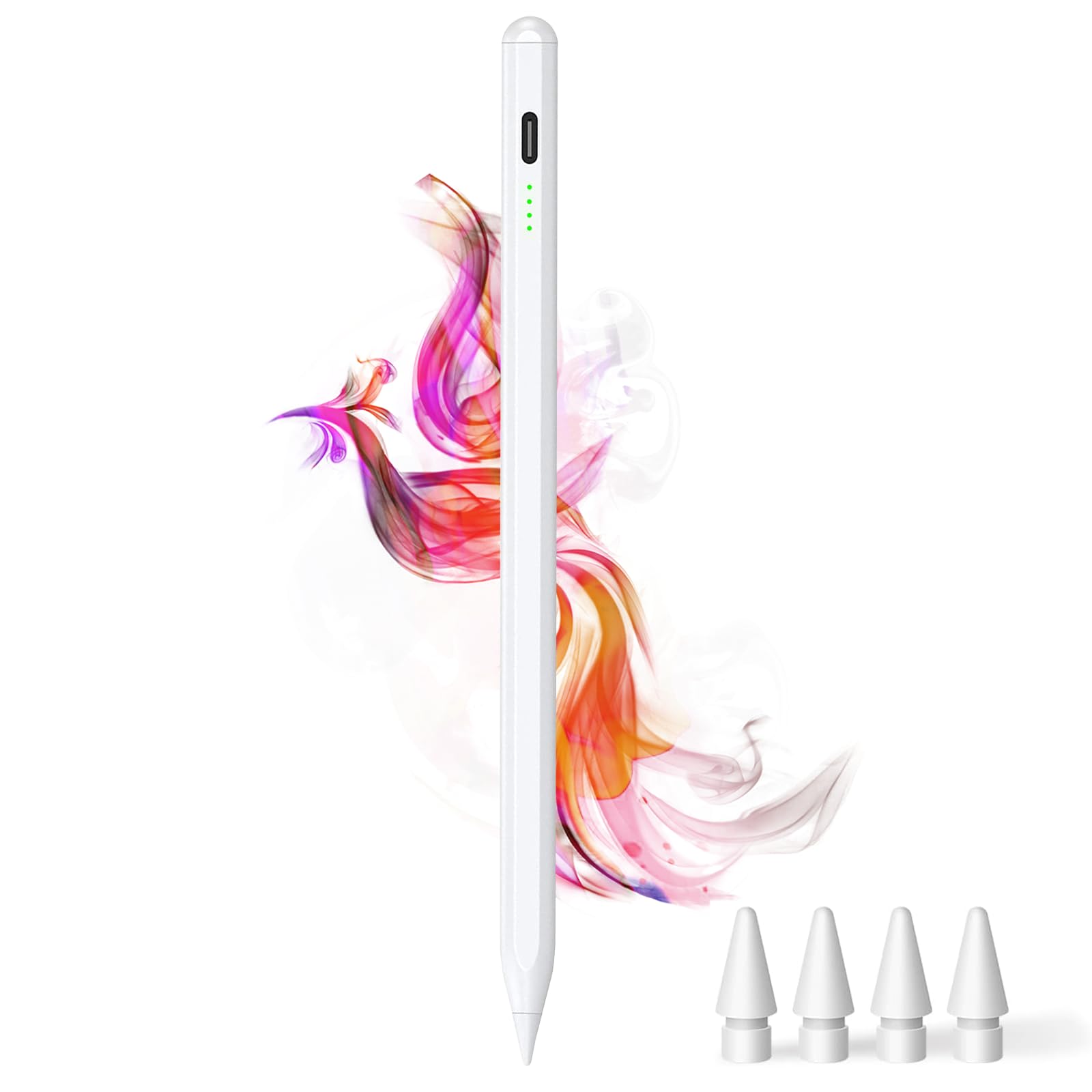 Stylus Pen for iPad 9th&10th - Type-c Charging Magnetic Apple iPad Pencil with Palm Rejection iPad Pen Compatible with?2018-2023?iPad 6/7/8/9/10?iPad Air 3/4/5?iPad Mini 5/6, iPad Pro 11"/12.9"?White?