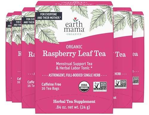 Image of Earth Mama Organic Red Raspberry Leaf Tea | Labor Prep & Menstrual Support Herbal Tea, Pregnancy & Postpartum Care Recovery | 96 Teabags | Caffeine Free & Non-GMO