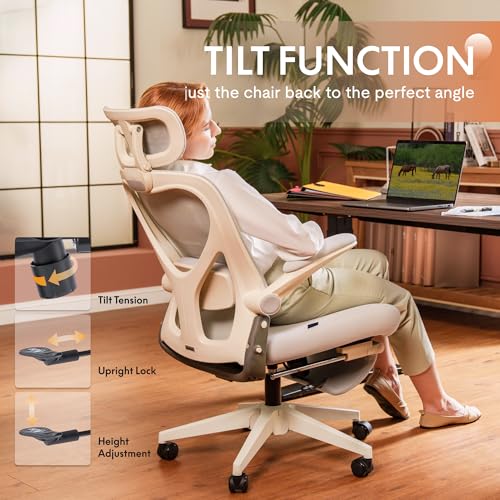 Image of FLEXISPOT Foldex Ergonomic Office Chair, Folding Chair for Small Spaces with Lumbar Support, Flip-up Armrests, 3D Headrest, Desk Chairs with Footrest for Work,Video Game,Gift (Foam Seat, Black)