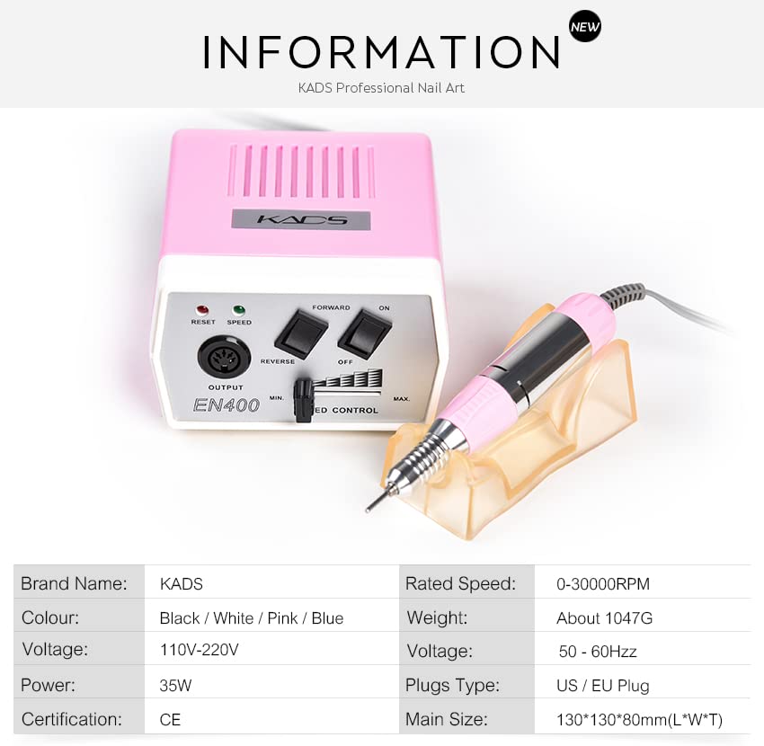 Miniatura 8 de Taladro de uñas profesional, lima de uñas eléctrica, manicura acrílica, pedicura, juego de taladro de molienda de bajo calor, bajo ruido, baja