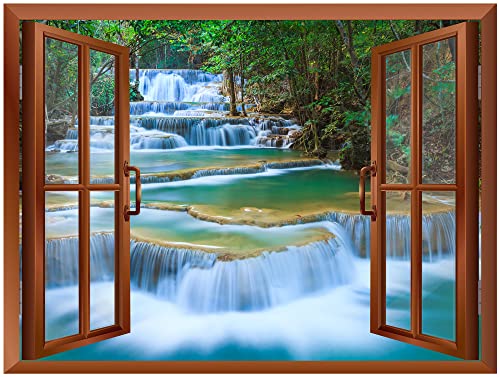 wall26 - Cascading Waterfalls in Tropical Forest Removable Wall Sticker/Wall Mural - 36