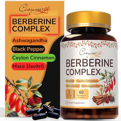 cosynee Premium Berberine HCL 1200mg, 120 Capsules – Plus Pure True Ceylon Cinnamon, Berberine HCI Root Supplements Pills – Healthy Body Management