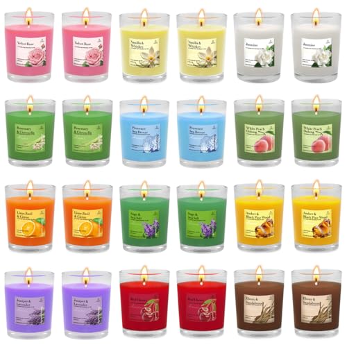 Bougies parfumées pour fête de mariage et soirées d'hiver Lot de 12 bougies en verre