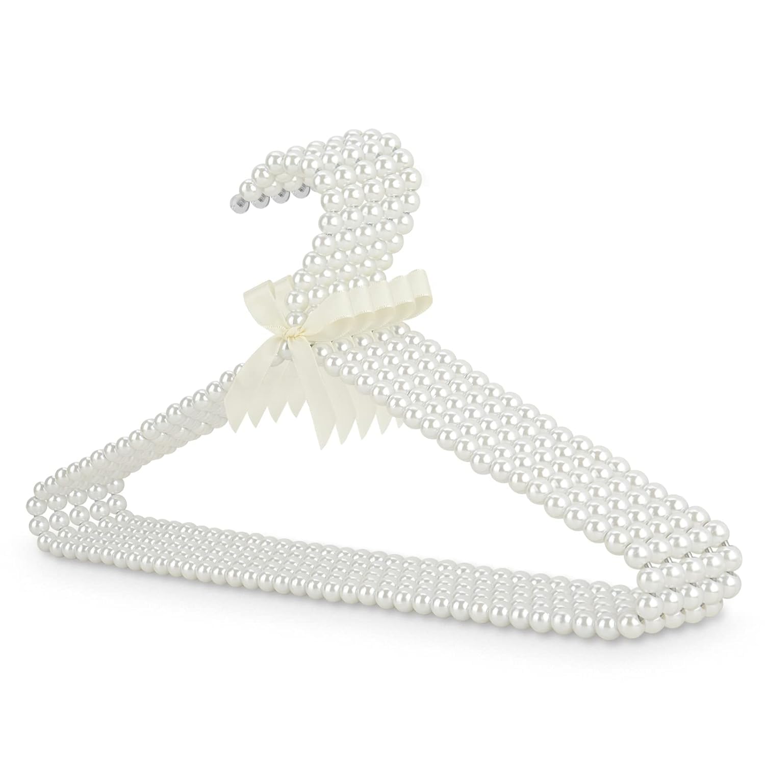 Vastra Pack of 5 Pearl Clothes Pants Hangers Bowknot Beaded Wedding Bridal Dress Hanger Clothes Rack-image-5