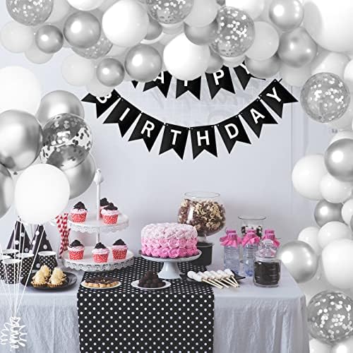 FEPITO 108 Pcs White Silver Balloon Garland Arch Kit 5 10 12 18 Inches Pastel White Silver Confetti Balloons for Birthday Wedding Bridal Showers Baby Shower Party Decorations