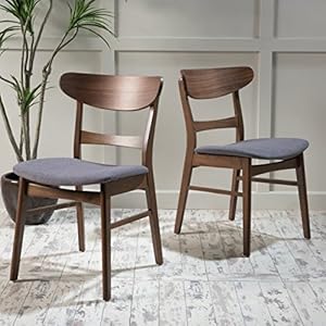 Christopher Knight Home Idalia Dining Chairs, 2-Pcs Set, Dark Grey / Walnut Finish