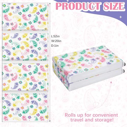 Image of Shellwei Vinyl Nap Mat Kid Preschool Daycare Sleep Mat,Paisley Design | 1 inch Thickness, 45 inch x 19 inch x 1 inch, 4-section Softness Rest Mat, Suitable for Daycare Travel, and Home, Easy to Clean