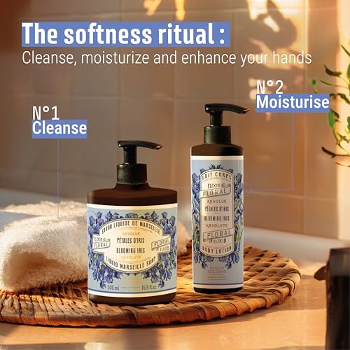 Image of Panier des Sens Iris Body & Hand Lotion Pump, 8.45 fl oz | Perfumed Lotion For Women | Body & Hand Care | Vegan Formula | 97% Natural Ingredients | Fast-Absorbing, Non-Greasy