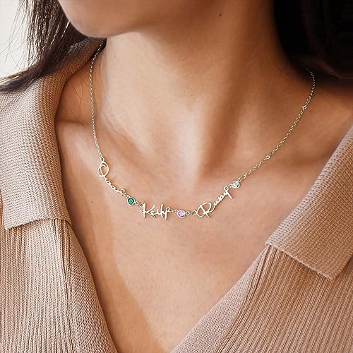 Custom Name Necklace Personalized,925 Sterling Silver/Stainless Steel Custom Heart Multi-Name Necklace Customized Jewelry For Women Her Mom Girlfriend Christmas Valentine's Day Birthday Gift4