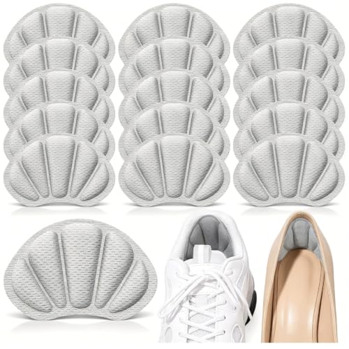 Image of Shoe Heel Inserts, 16 Pcs Mesh Self-Adhesive Heel Cushion Pads for Back of Heel, Heel Cushion Inserts Prevent Shoes Too Big for Women Men, Gray