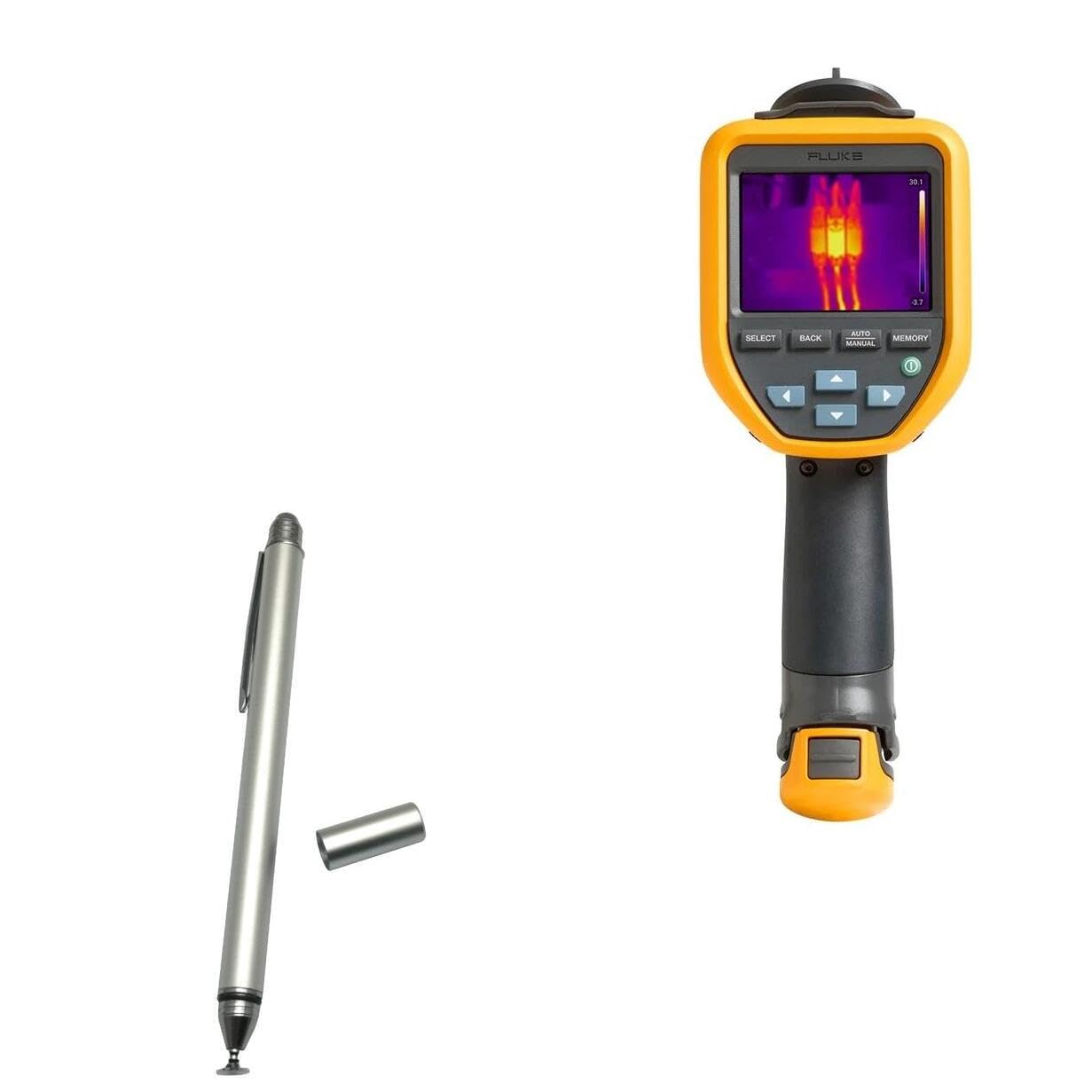 BoxWave Stylus Pen Compatible with Fluke TiS20+ MAX - DualTip Capacitive Stylus, Fiber Tip Disc Tip Capacitive Stylus Pen - Metallic Silver