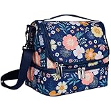 Wildkin Two Compartment Insulated Lunch Bag for Kids – School & Travel Ready - Wildflower Bloom
