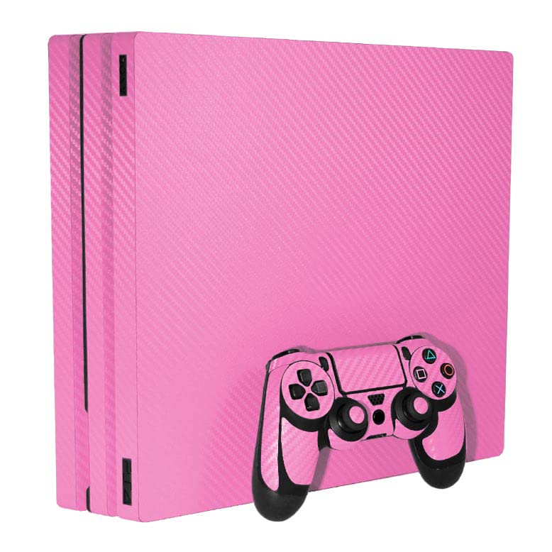 3D Carbon Fiber Soft Pink - Air Release Vinyl Decal Mod Skin Kit by System Skins - Compatible with PlayStation 4 Pro Console