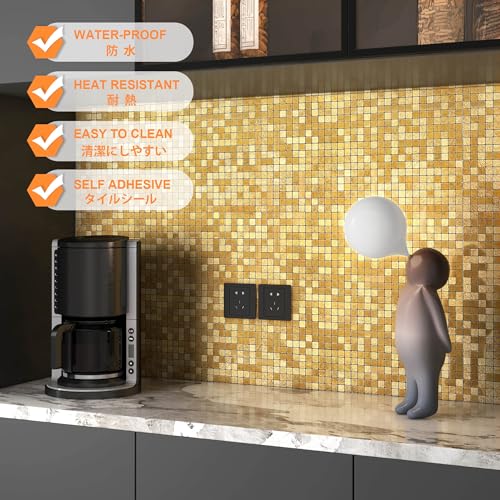Mosaico autoadhesivo dorado VAOVI resistente al calor para salpicadero 6