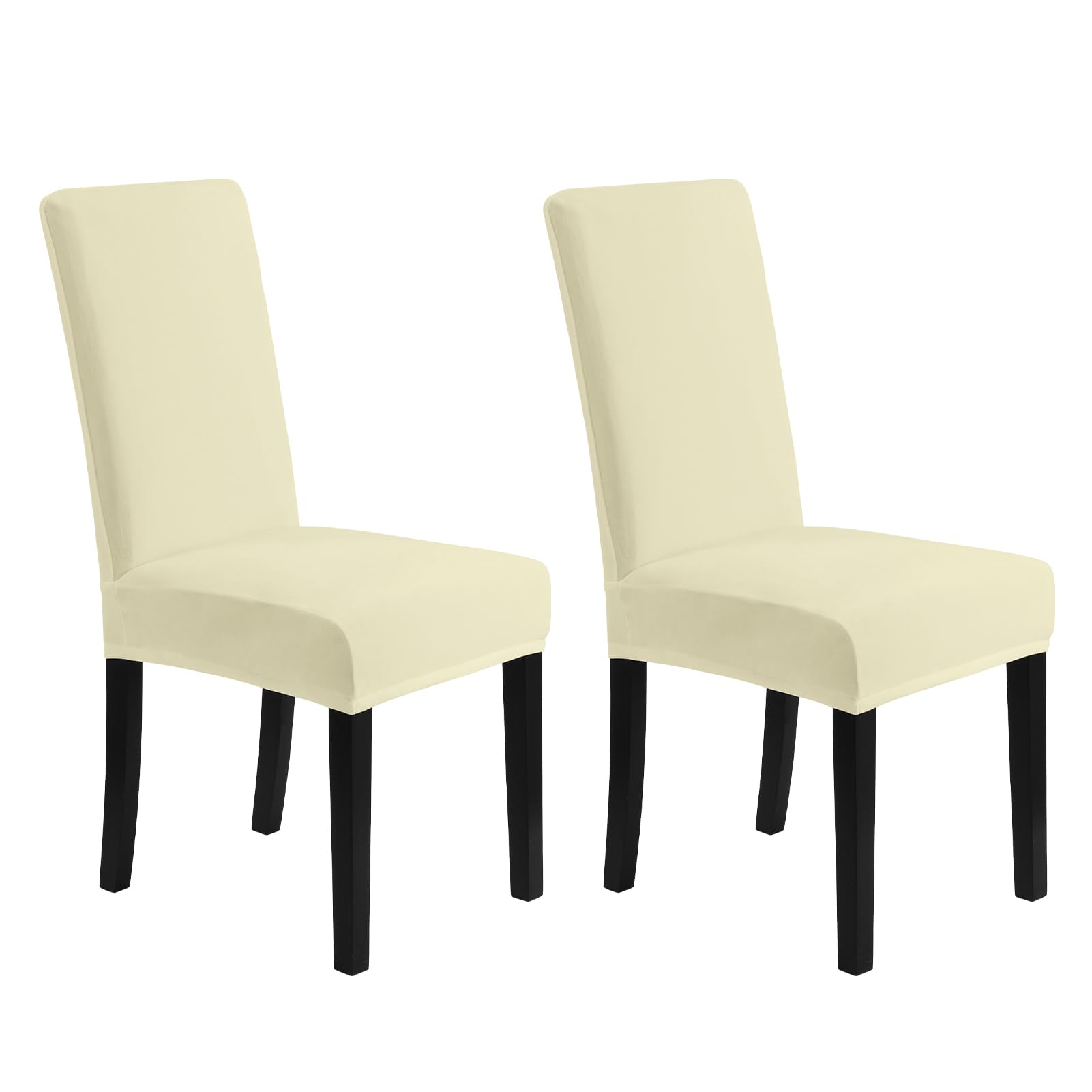 MOSAYT Velvet Stretch Chair Covers for Dining Room Set of 2 - Soft Slipcovers with Thick Removable Fabric for Parsons Chairs, Washable Seat Protectors
