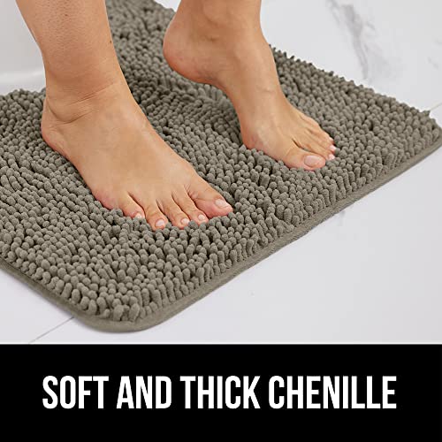 Image of GORILLA GRIP Bath Rug Mat 48x24, Thick Soft Absorbent Chenille, Quick Dry Microfiber Mats, Rubber Backing Washable Shower Floor Rugs, Bathmat Runner, US Designed Bathroom Home Decor Accessories Latte