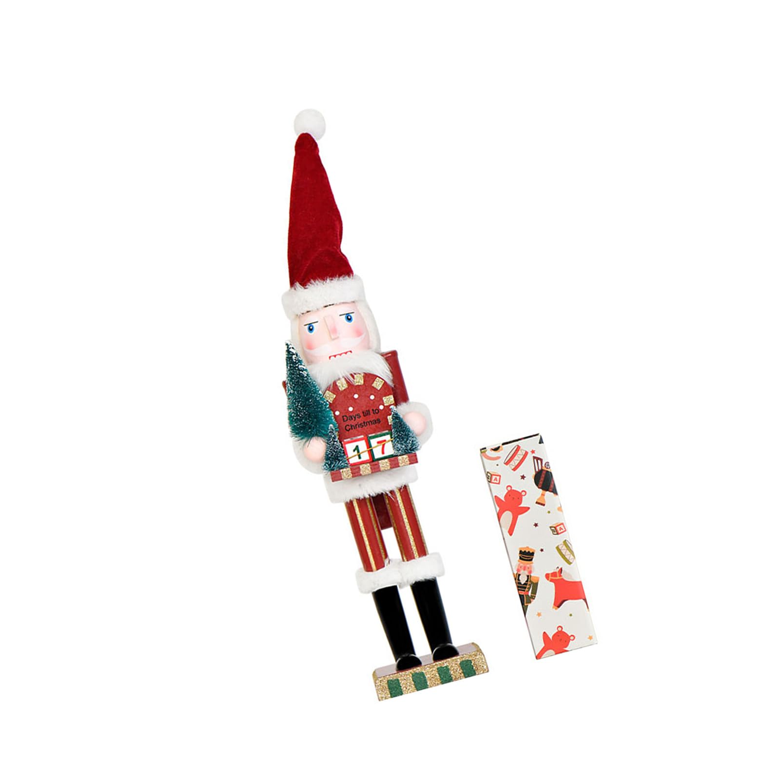 JSGHGDF Wood Nutcrackers 38CM Christmas Tree Advents Calendar Hand Painted Seasonal Decoration Ideal for Gifting Christmas Tree Decoration