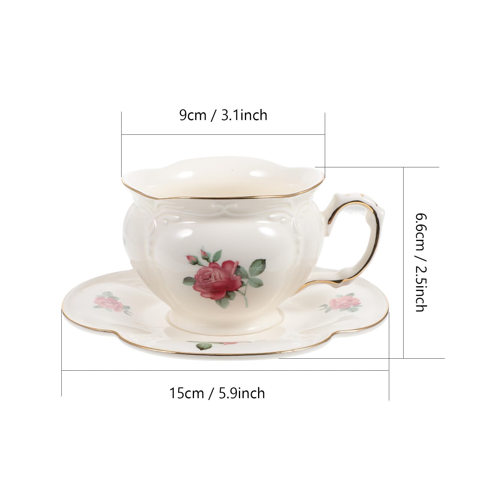 Beavorty Juego de Tazas de Café Tapa y Platillo, Cerámica Resistente, para Uso en Cocina Obsequio para Familia y Oficina