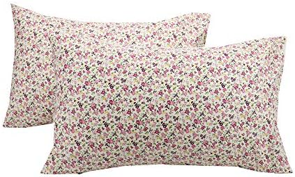 Girl Queen Pillowcase Set of 2, 100% Cotton Red Floral Standard Size Pillow Shams