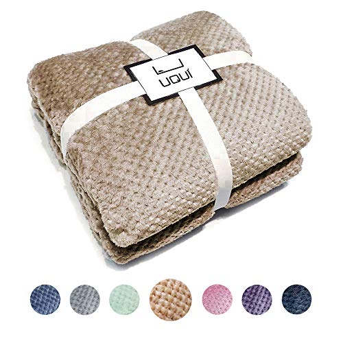 Travel Blankets for Adult Super Soft Reversible Throw Warm Lightweight Blanket Waffle Textured-Resistant