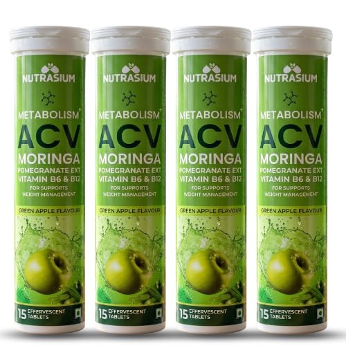 Image of Nutrasium ACV Moringa Metabolism Plus | Apple Cider Vinegar Effervescent Tablet | For Supports Weight Loss, Control Cravings, Convert Fat Into Energy, Boost Energy & Immunity | 60 Tablets Green apple