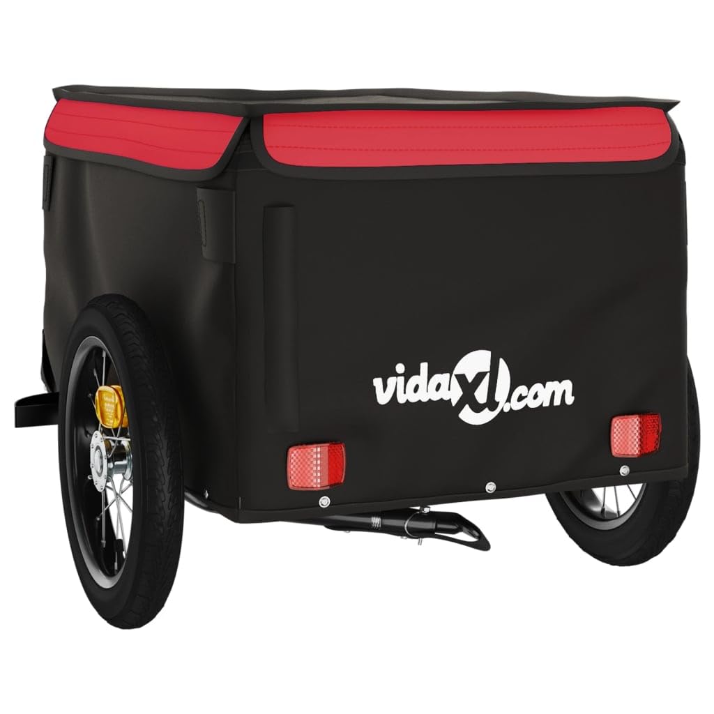 Rimorchio per bicicletta nero arancione 30 kg ferro