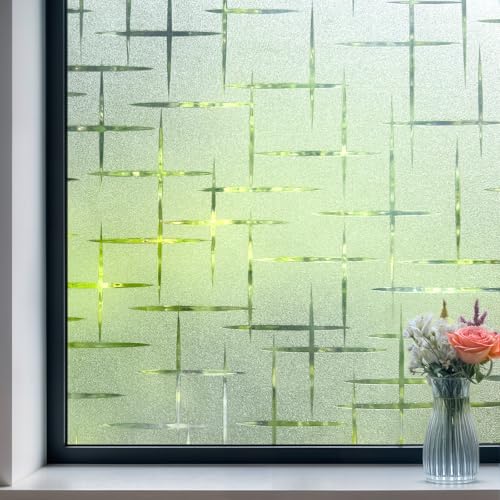 Mgood Vinilos para Cristales con Patrón de Estrella Cruzada Vinilos para Ventanas Privacidad Estática Translucido Decorativo Lámina Privacidad Ventana para Hogar Oficina 30x100cm