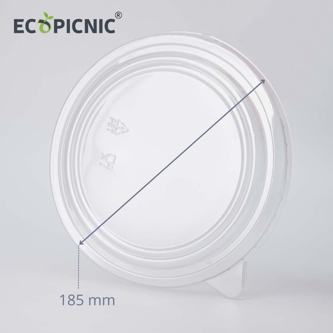 Ensaladeras Redondas de Papel Kraft con Tapa PET 300 unidades 1300 ml | Cuencos desechables de cartón kraft con tapa, ideales para ensaladas, sopas, aperitivos y alimentos para llevar