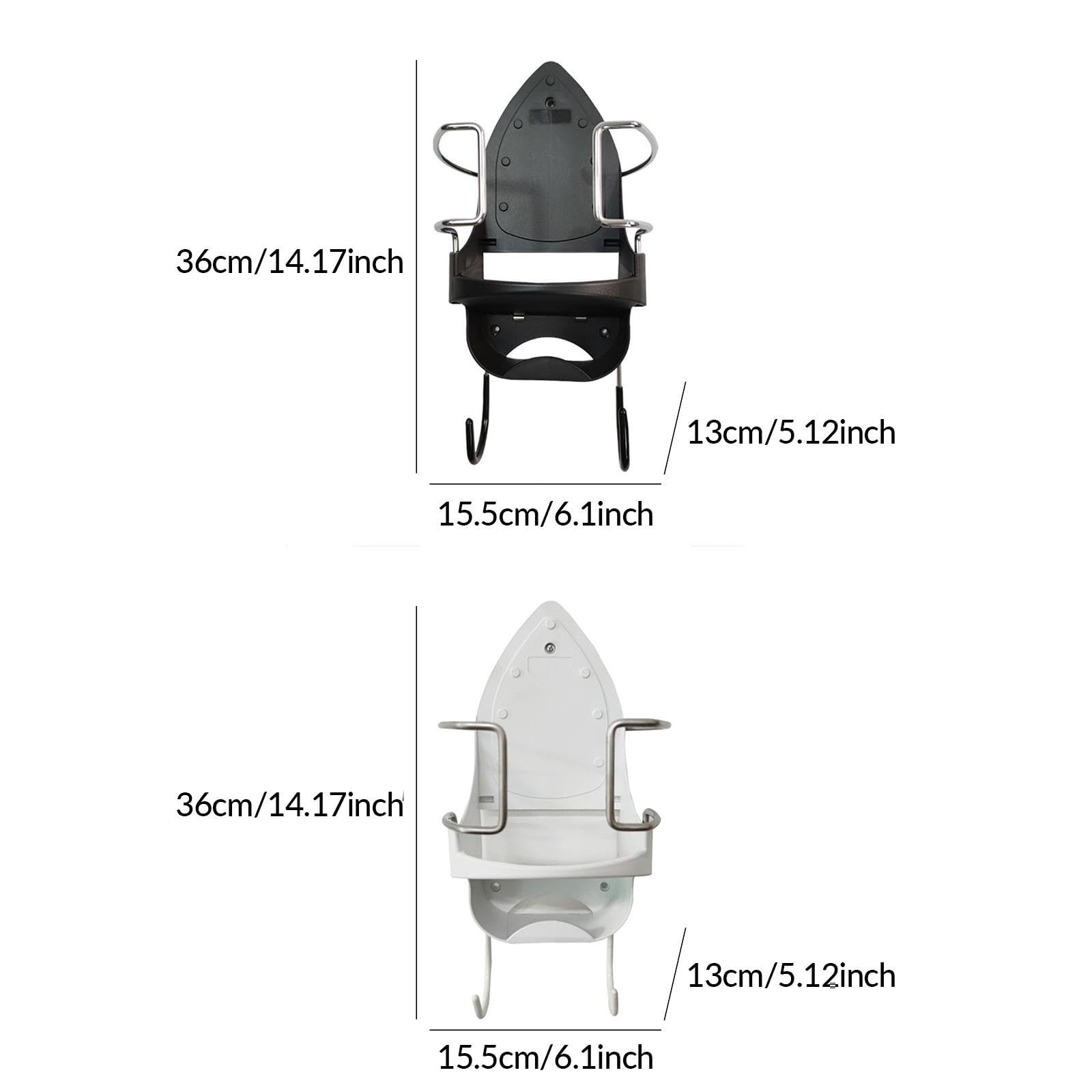 Wandmontierter Elektrischer Bügeleisenhalter Bügelbrett mit Haken, einfacher Bügelaufhänger for Schrank, Badezimmer, Waschküche(Black)
