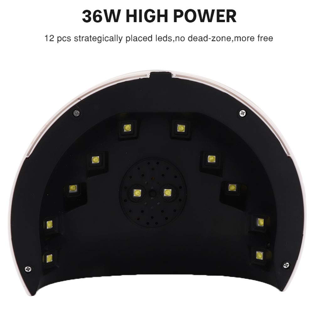 YHNNH, Lampa do suszenia paznokci 36 W, maszyna do utwardzania paznokci Żelowy lakier do paznokci Suszarka Narzędzie do manicure z inteligentną konstrukcją rozrządu do użytku w domu lub w salonie