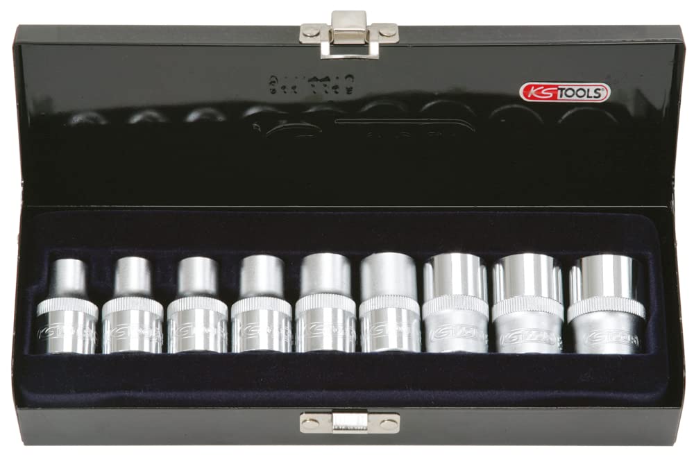 KS Tools 922.1369 Coffret de 9 douilles TORX® 1/2'' - 38 mm- E10 à E24 | Coffret de 9 douilles TORX®, L.38 mm - 1/2'' - E10 à E24, Chrome Vanadium, outillage professionnel