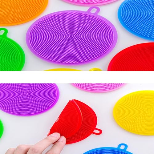 Image of 7 PCS Silicone Dish Scrubber, Kitchen Sponges, Silicone Sponge,Dish Brush, Dish sponges, Silicone Sponge Dish Sponges, Kitchen Sponge Double Sided Cleaning Sponges (yellow)