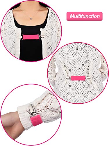 CHENGU 8 Pieces Mitten Clips Elastic Gloves Clips for Kids Stainless Steel Gloves Strap (black, dark blue,black with white dots and rose red)4