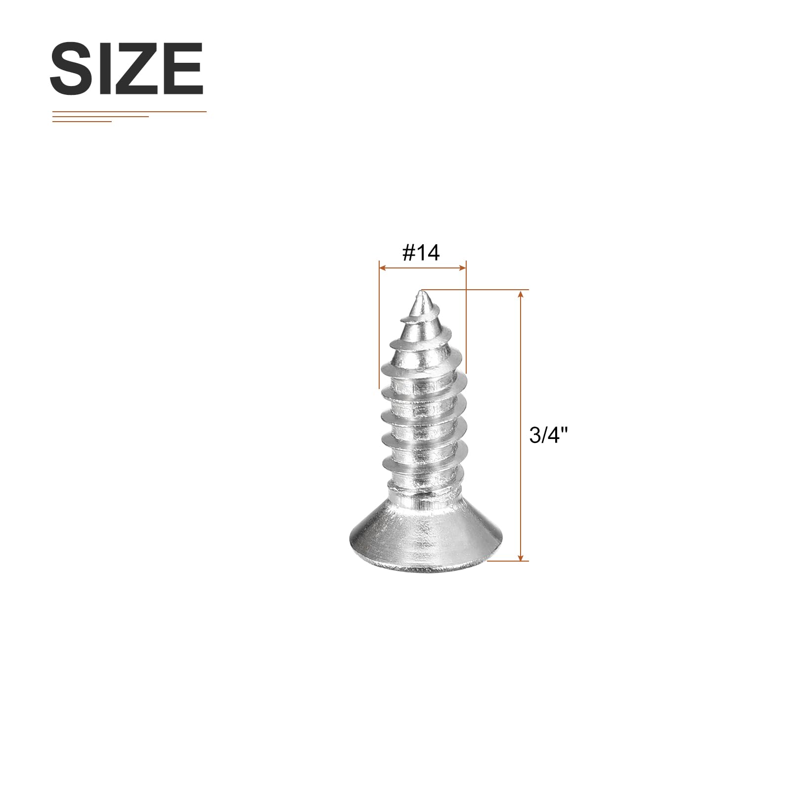 DTGN 20Pcs #14x3/4" Flat Head Wood Screws, 304 Stainless Steel Phillips Self Tapping Screws - Good for Woodworking Furniture - Silver - Image 2