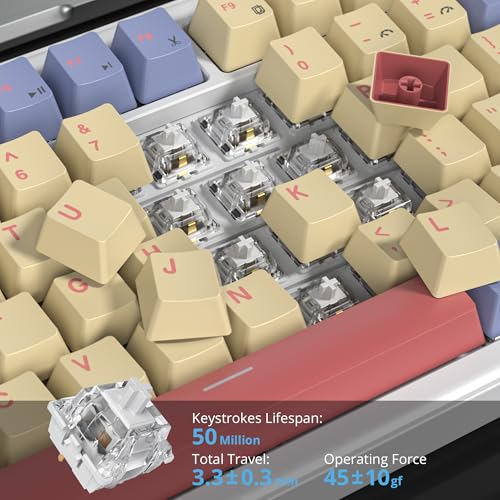 Image of 75% Cotton Candy Creamy Mechanical Keyboard Wired, Creamy Sound Gasket Gaming Thocky Keyboard with Knob, Hot Swappable RGB Custom Keyboard, Pre-lubed Cream Switch Keyboard (82 Candyfloss)