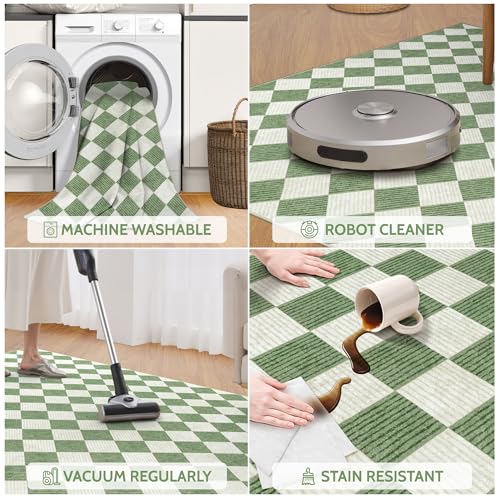 Tapete decorativo Kiginara 5x7 verde tablero miniatura 5