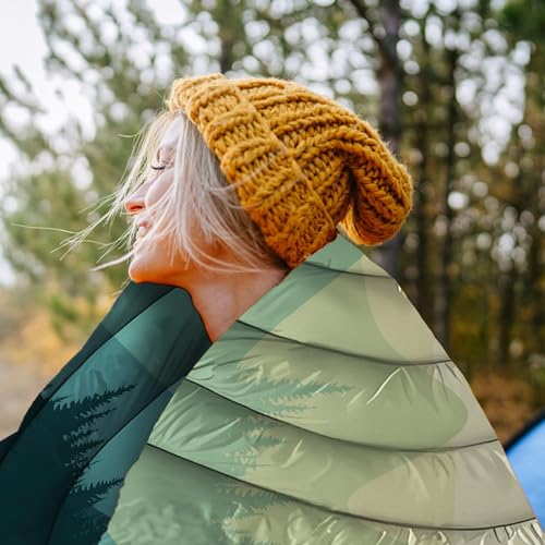 Yizheer Green Mountain Printed Camping Blanket,Lightweight Down Alternative Puffy Camping Blanket Packable Outdoor Blanket For Camping,Traveling thumb #2