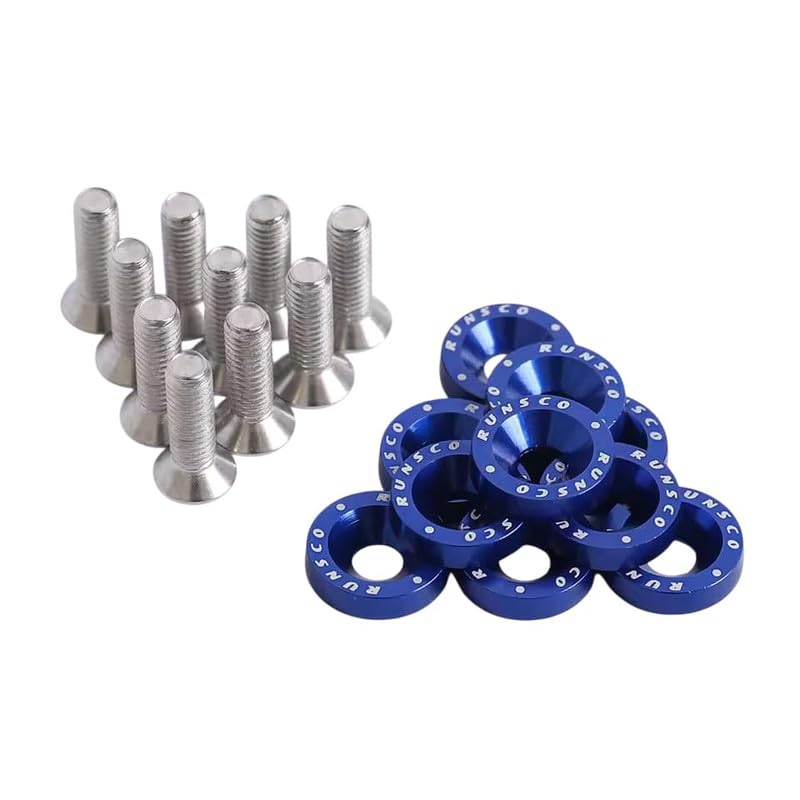 RudraRidez Universal Bike 10pc/Set Aluminum Washer Engine Dress Up Kit Fender Washers Bolts CNC Bumper Washer Bolt for Modified Car Fender Blue Fasteners Glamour-image-46