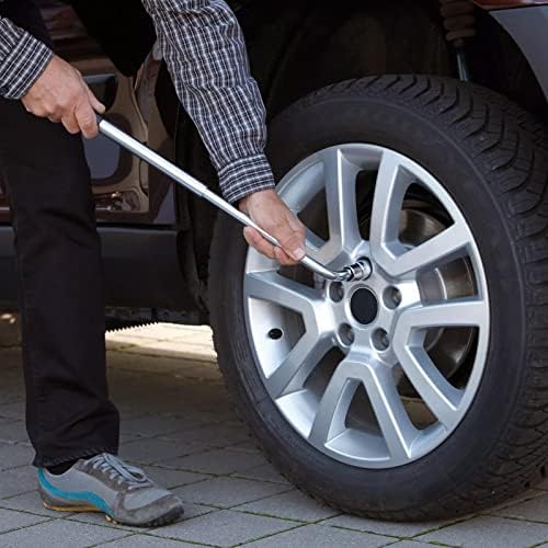 Youyijia Wheel Brace Wrench 17 19 21 23mm Telescopic Wheel Wrench with Sockets Portable Wheel Nut Wrench with Gloves for Car Van Truck Spare Tyre Breakdown Emergency Tools Garage Tools