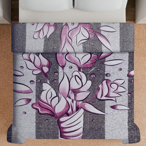 Image of Signature All Season Double Bed Blanket | Super Soft Plush, Lightweight & Cozy | 220 x 240 cm | 2.5 kg | Multi-Color Vibrant Print | Ideal for Winter, AC Use & Gifting (Twilight Petals)
