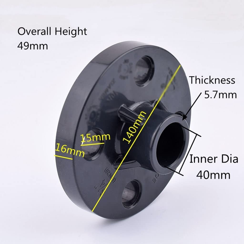 UPVC 20 25 32 40 50 63 Connecteur De Tuyaux De Bride Mm PVC Adaptateur, Accessoires Chimiques (Color : Inner Dia 40mm, Diameter : 1Pc)
