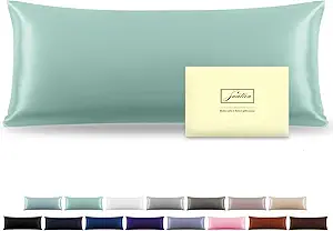Silk Body Pillowcase Mulberry Silk Pillow Cases with Zipper Soft Breathable Smooth Cooling 20x54 inches Pillowcase for Sleep (Sage Green,20"X 54",1Pcs)