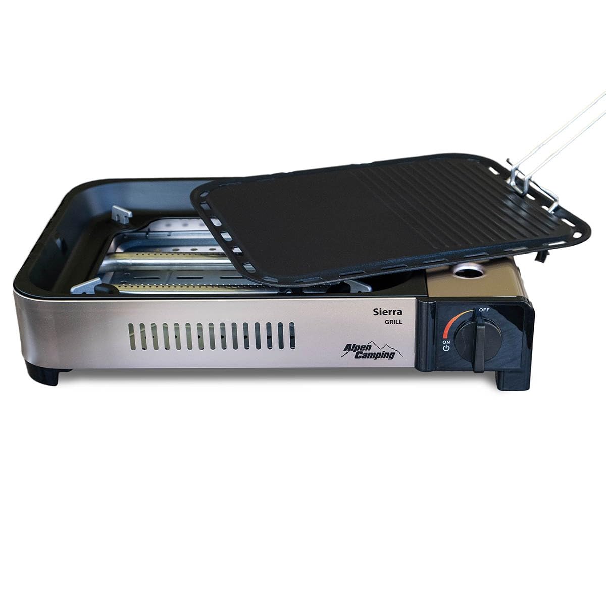 ALPEN Plancha/Grill Gaz Portable Multifonction 2100W, Allumage Piézo, Répartition Uniforme, Récupérateur Graisse, Mallette Transport Inclus - Balcon, Camping