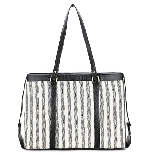 Image of K London Stylish Women's Office Bag - Canvas Laptop Tote for Professional & Casual Work Use | Durable and Elegant Shoulder bag | Handbag | 15.6 inch Laptop with double handles(2305 174 Parent)