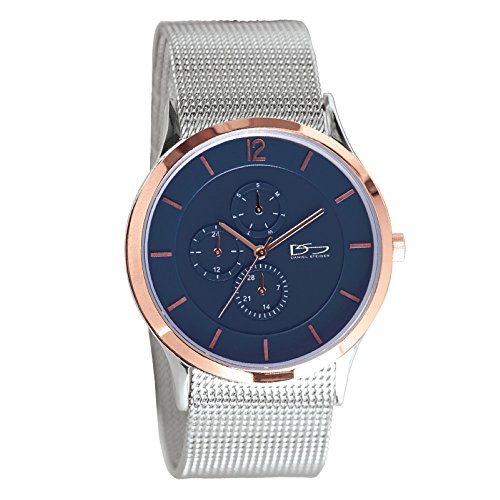 Daniel Steiger Apex Luxury Stainless Steel Multi-Function Blue Dial Mens Watch - 5ATM Water Resistant - Multi-Layered Dial - Stunning Multi-Function Movement - Flexible Milanese Mesh Band